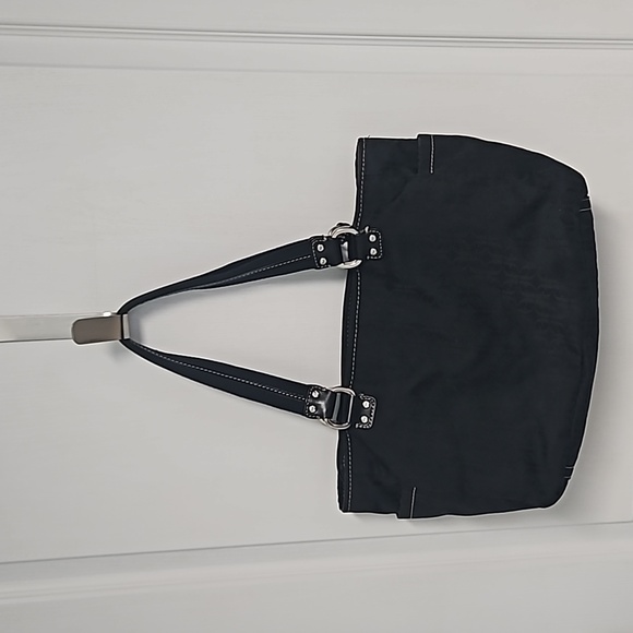 VTG FOSSIL Blackburn Signature Canvas & Leather Shoulder Bag - Black - Picture 5 of 15